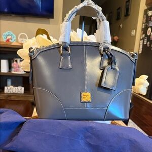 Dooney & Bourke Blue-Gray Leather Dome Satchel
